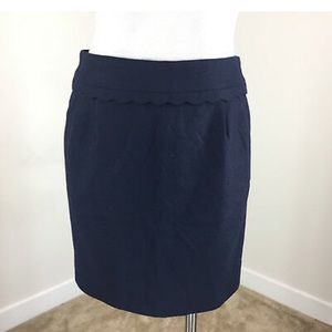 JCrew Scallop edge pencil skirt-navy blue